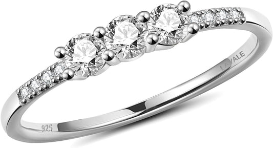 LAVALE Round Cut Moissanite Wedding Band for Women, Brilliant D Color VVS1 Clarity Classic Lab Created Diamond Solitaire Ring 18K White Yellow Rose Gold Vermeil 4 Claw Knife Edge Moissanite Rings