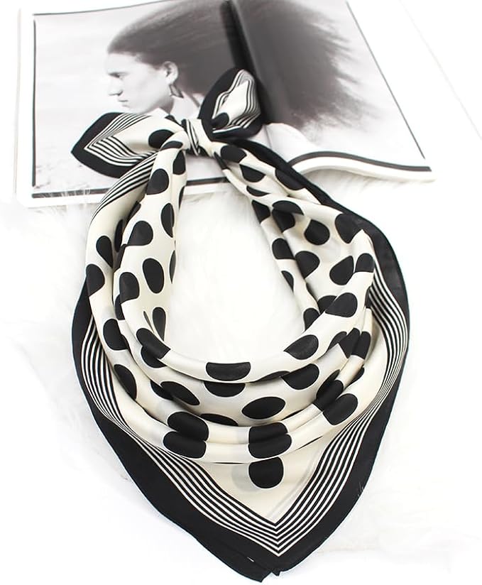 ANDANTINO 100% Mulberry Silk Square Scarf for Hair-25.6" X25.6'' Women Men Natural Silk Neckerchief Digital Printed Headscarf
