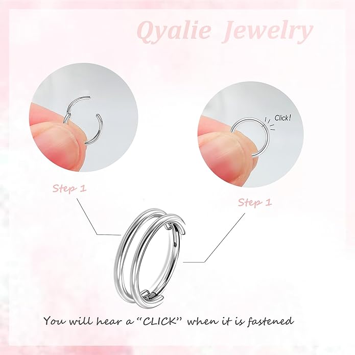 2 PCS Small Cartilage Double-Hoop Helix Conch Piercing Earrings With Cubic Zirconia For Women Trendy 14K Gold Plated Titanium Surgical Stainless Steel Sets Jewelry