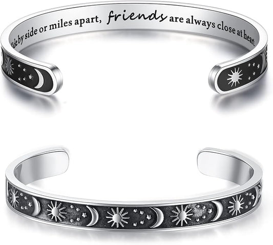 TONY & SANDY Inspirational Bracelets for Women Teen Girls Personalized Gifts for Daughter Granddaughter Mom Sister Friends Stainless Steel Engraved Cuff Birthday Easter Christmas