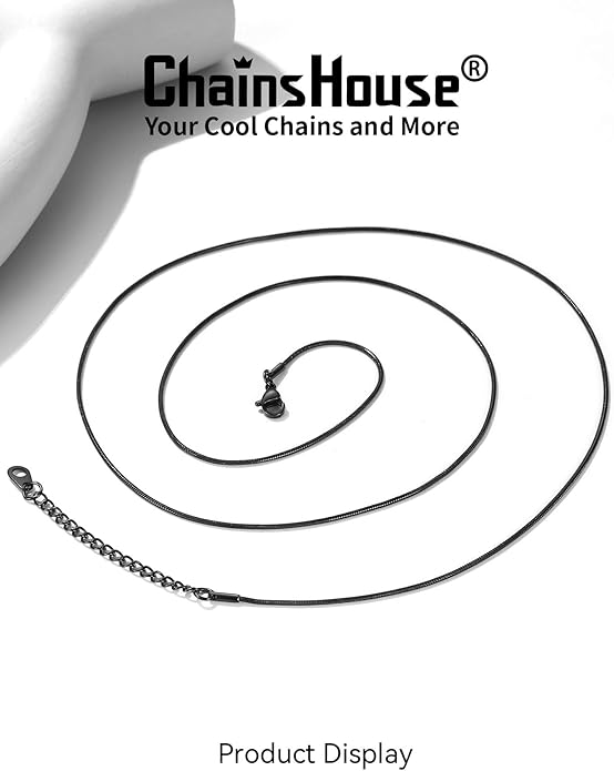 ChainsHouse Snake Chain Necklace for Women 1.2mm, 18-30" Adjustable with 5cm Extender for Pendants Lockets, Rose Gold/Stainless Steel/Black/14K Gold Hypoallergenic Dainty Jewelry Gift