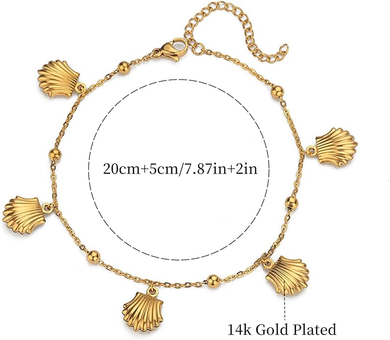 Lit Wall Gold Anklets for Women 18K Gold Plated Adjustable Summer Simple Foot Jewelry Ankle Bracelet for Women