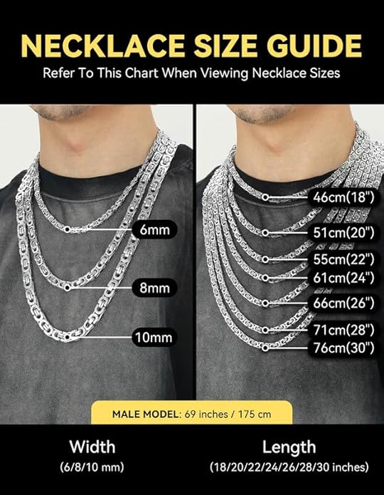 ChainsHouse Flat Byzantine Link Necklace for Men 6mm/8mm/10mm Width, 18K Gold Plated/Stainless Steel Black Byzantine Chain Necklaces, 18" 20" 22" 24" 26" 28" 30" Length, with Gift Box