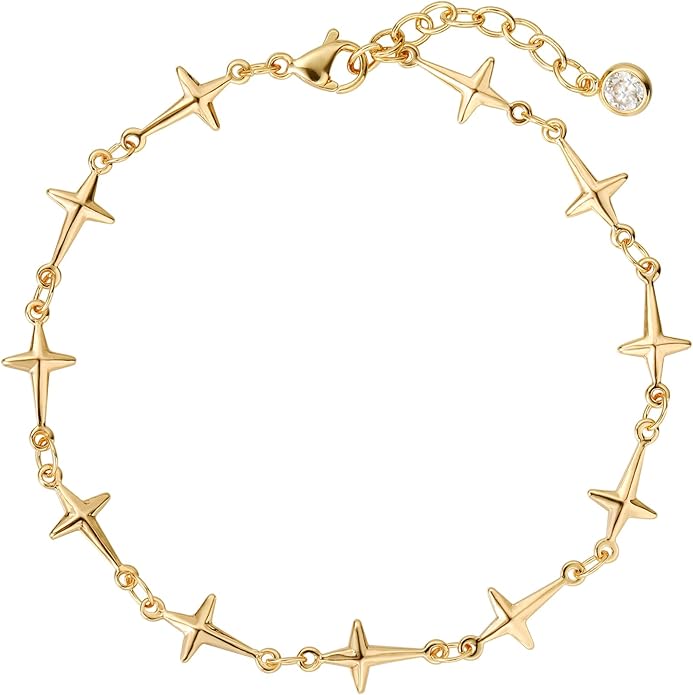 MTMY Gold Chain Bracelet for Women 14K Gold Plated Dainty Bracelets with Adjustable Chain Cute Bracelet Gold Trendy Jewelry