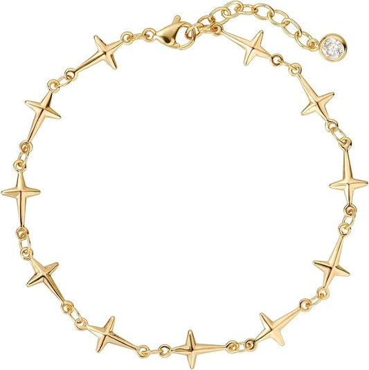 MTMY Gold Chain Bracelet for Women 14K Gold Plated Dainty Bracelets with Adjustable Chain Cute Bracelet Gold Trendy Jewelry