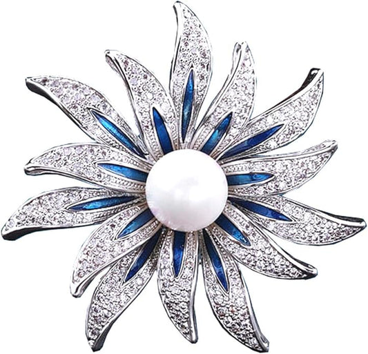 Brooch Pins for Women Girls Fashion Flower Crystal Rhinestone Pearl Jewelry