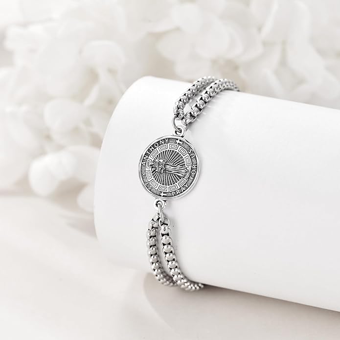 YFN Patron Saint Bracelet Sterling Silver Religious Protector Bracelet Jewelry Gift for Women Men
