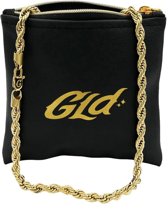 GLD Rope Chain - Gold-Plated Rope Chain with Exclusive Storage Travel Pouch - Snatch-Proof Clasp, Sweat-Proof and Fade-Resistant - Lifetime Quality, Designed in Miami