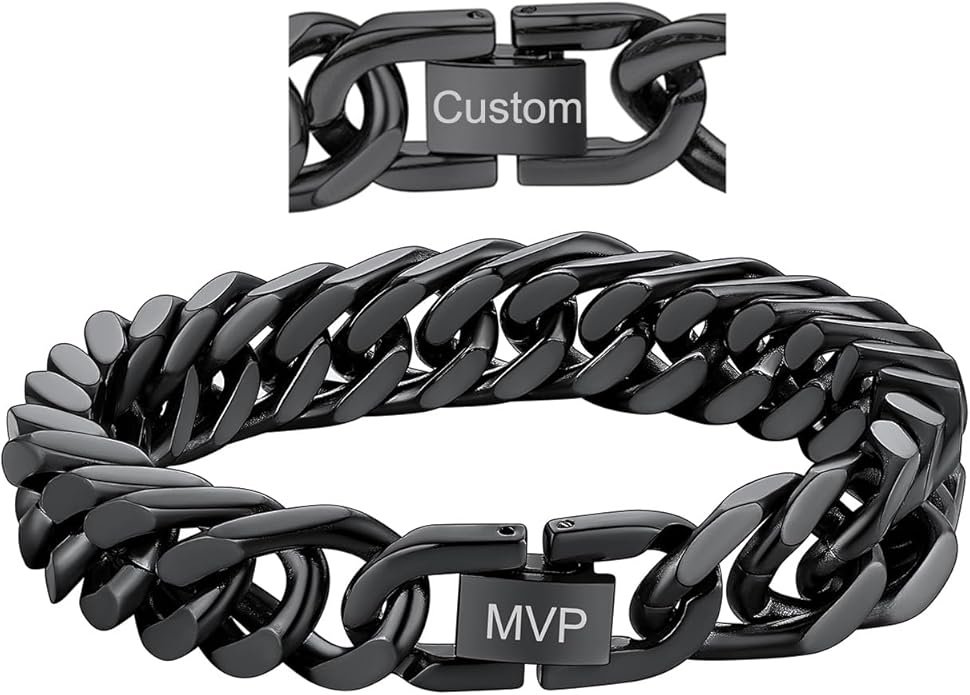 ChainsHouse Stainless Steel Cuban Link Bracelet, 8mm/12mm/17mm Width, 7.5"/8.3"/9", 18K Gold Plated Chain Wrist Bracelets for Men Women, Send Gift Box