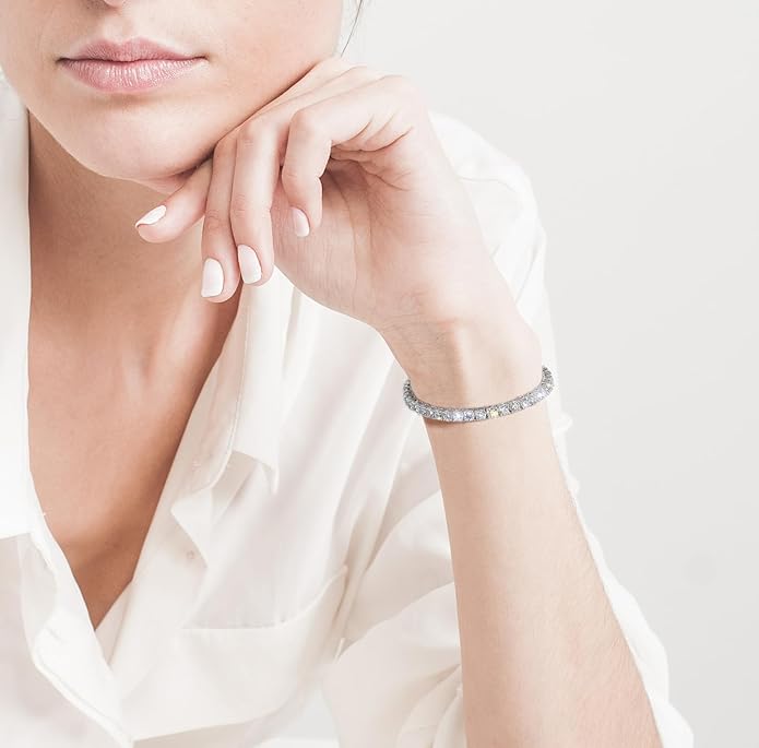 KRKC Moissanite Tennis Bracelet, Gifts For Women, Lab Grown Diamond Tennis Bracelets, 925 Sterling Silver 14K Golden Plated, Hypoallergenic, Luxury Present For Birthday, Daily Jewelry, 2.1-13.2 Ct.Tw