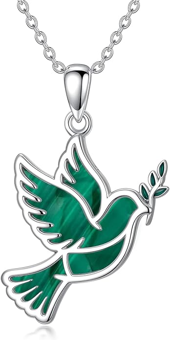 Dove/Hummingbird/Red Cardinal Necklace 925 Sterling Silver Turquoise/Opal/MoonStone/Malachite Bird Necklace Dove Pendant Jewelry for Women Men
