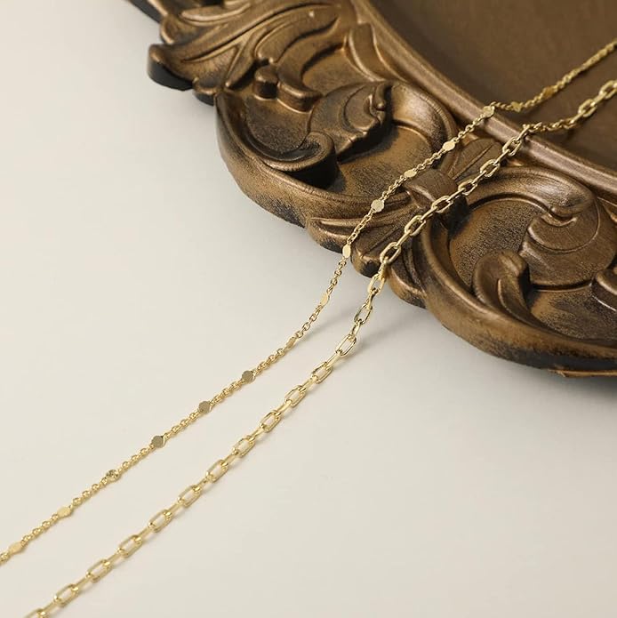 14K Gold Plated Layering Necklaces For Women Gold Necklace Set, Cuban Link, Snake Chain, Paperclip Layered Chains, Twisted Rope and Twisted Chain, Trendy Layering Necklace