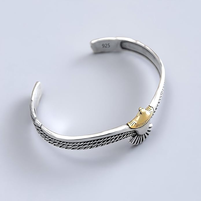 Kim Carrey S925 Sterling Silver Bracelet, Open Bangle Cuff Design, Men's Stacked Bracelets Gift Jewelry for My Man