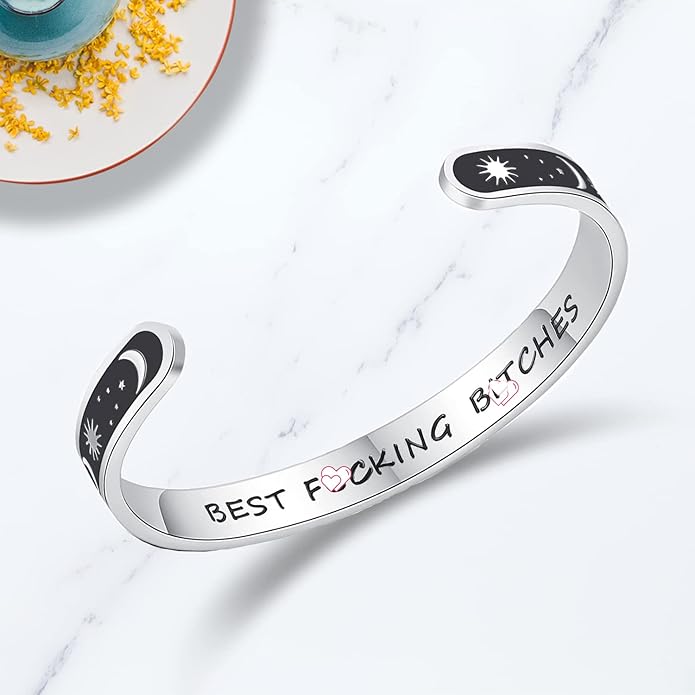 TONY & SANDY Inspirational Bracelets for Women Teen Girls Personalized Gifts for Daughter Granddaughter Mom Sister Friends Stainless Steel Engraved Cuff Birthday Easter Christmas