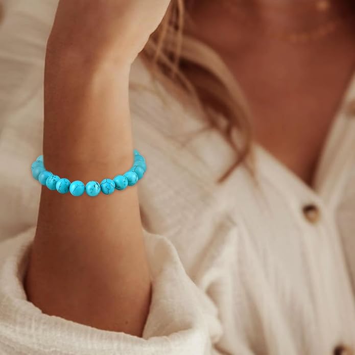 Genuine Turquoise Bead Bracelet for Women Authentic Western Bracelet Vintage Natural Gemstone Real Turquoise Jewelry for Women