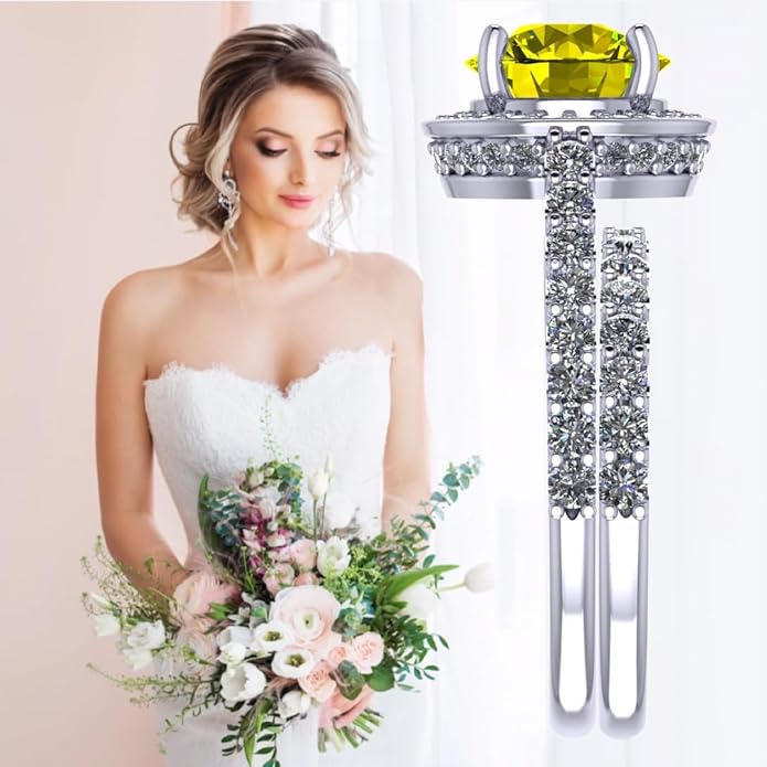 NANA Jewels Sterling Silver Engagement Rings for Women - Choose Simulated Morganite, Citrine, Aquamarine & More