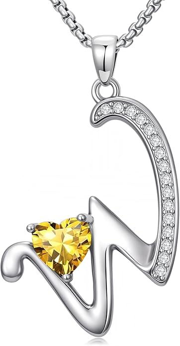 Christmas Gifts for Women Alphabet A to Z Initial Birthstone Pendant Necklaces for Women - 18k White Gold Plated Personalized Name Jewelry Valentine Mothers Day Birthday Gifts for Women Her Girlfriend