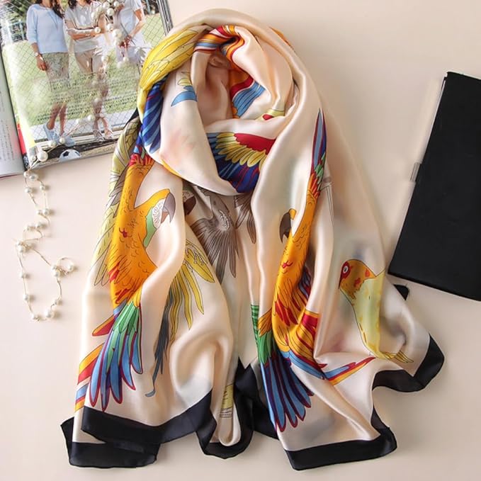 Clysoru Silk Scarf For Women Hair Scarves Lightweight Satin Elegant Shawl Wraps Bufanda Mujer Fashion Accessories 70.8"X35.4"