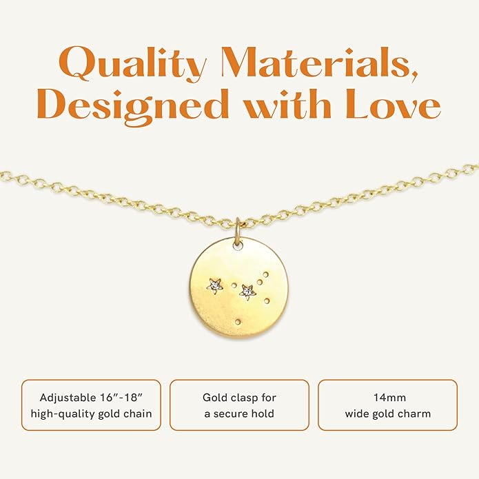Lucky Feather Zodiac necklaces for women | Scorpio 14K Gold-Plated Astrology Pendant for Girls | Horoscope Sign Zodiac gift | Great Christmas Stocking Stuffer | Trendy Birthday Jewelry Gift | 16” - 18”