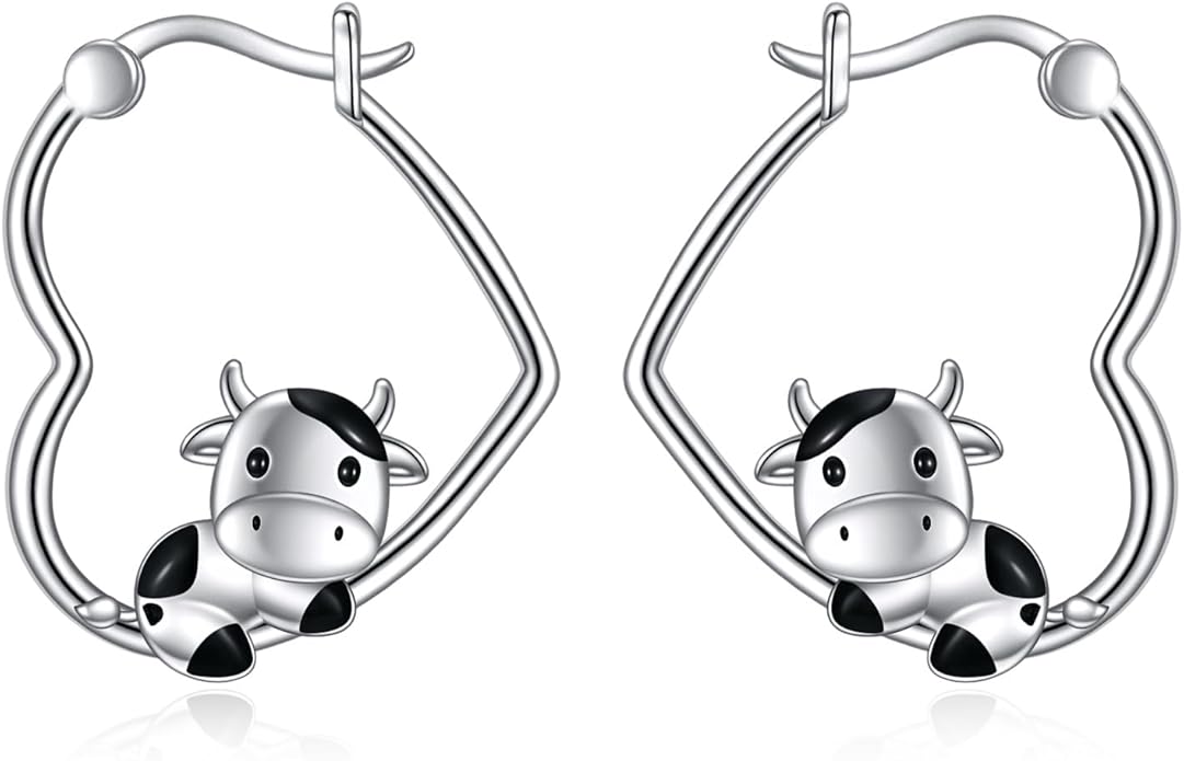 YFN Animal Earrings Sterling Silver Animal Heart Hoop Dangle Earrings Cute Jewelry Gifts for Women