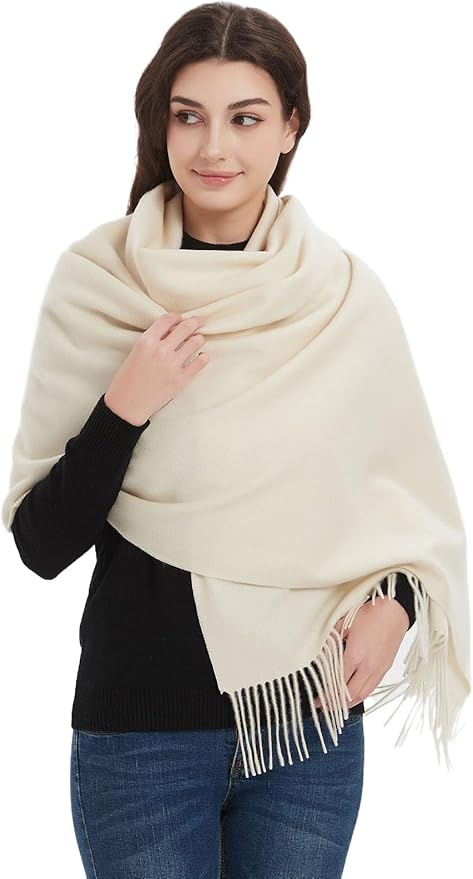 Novawo Wool Shawl Large Thick Pashmina Travel Blanket Scarf Winter Wraps for Women