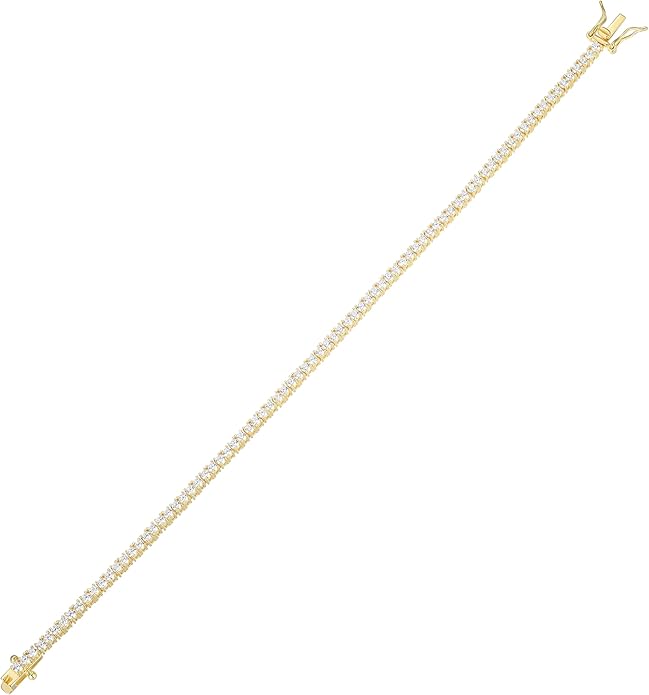 Amazon Essentials Plated Sterling Silver Round Cut Cubic Zirconia Tennis Bracelet