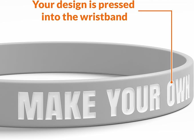 Custom Wristbands For Events, Fundraisers & Promotions | Add Text, Icons, & Logos | Bulk Rubber Bracelets | Classic 1/2” | 100% Silicone