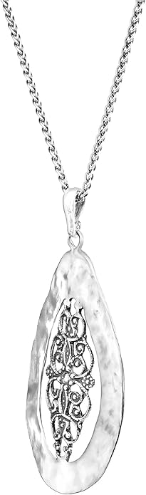 JEAN RACHEL JEWELRY 925 Sterling Silver Necklace for Women - Bold Lace Filigree Vintage Design - Hypoallergenic, Lead & Nickel Free Jewelry - Artisan Handcrafted Statement Necklace