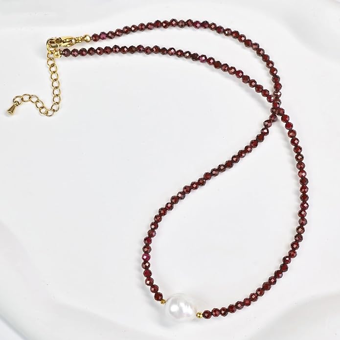 Beaded Necklace Pearl Necklaces for Women Single Pearl Necklace 11-12mm Freshwater Pearl Necklace Trendy Jewelry Gift Birthstone Bead Necklaces Pearl Choker Adjustable Chain