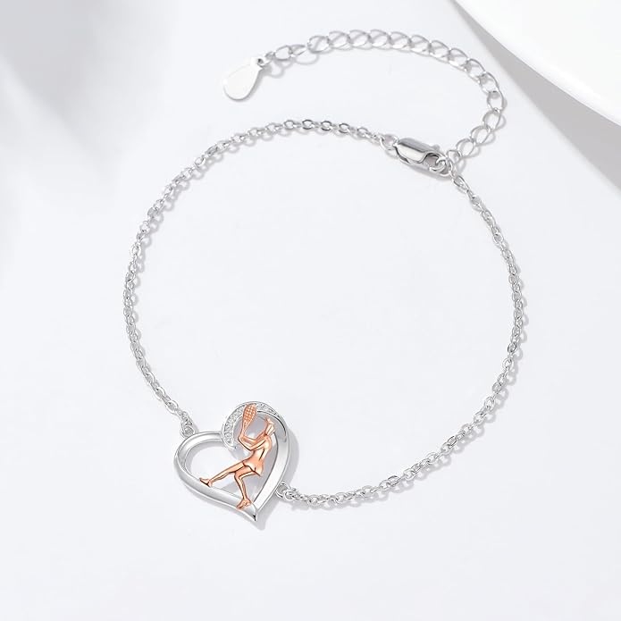 Volleyball/Tennis/Golf Bracelet 925 Sterling Sliver Heart Sports Bracelets Jewelry Gifts for Women Mom Lover Player