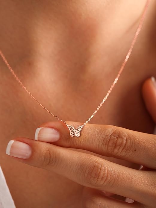 ChicSilver Personalized 925 Sterling Silver Dainty Small Heart/Star/Moon/Dot/Triangle Pendant Necklace for Women, Silver/Gold/Rose Gold/Black (with Gift Box)
