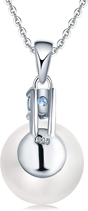 925 Sterling Silver Freshwater Cultured Pearl Pendant Necklace JO WISDOM Jewelry for Women,Girls