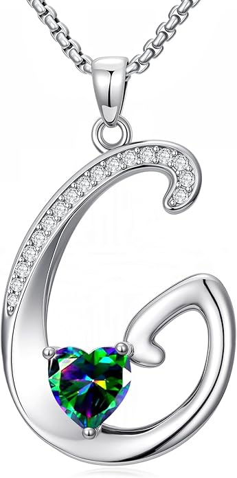 Christmas Gifts for Women Alphabet A to Z Initial Birthstone Pendant Necklaces for Women - 18k White Gold Plated Personalized Name Jewelry Valentine Mothers Day Birthday Gifts for Women Her Girlfriend