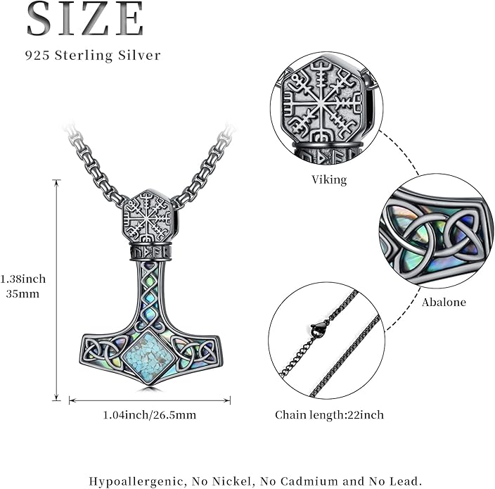 Suiknsn Arrowhead Necklace for Men Women 925 Sterling Silver Turquoise Malachite Celtic/Eye of Horus/Viking Arrow Pendant Amulet Jewelry Gifts Native American Necklace