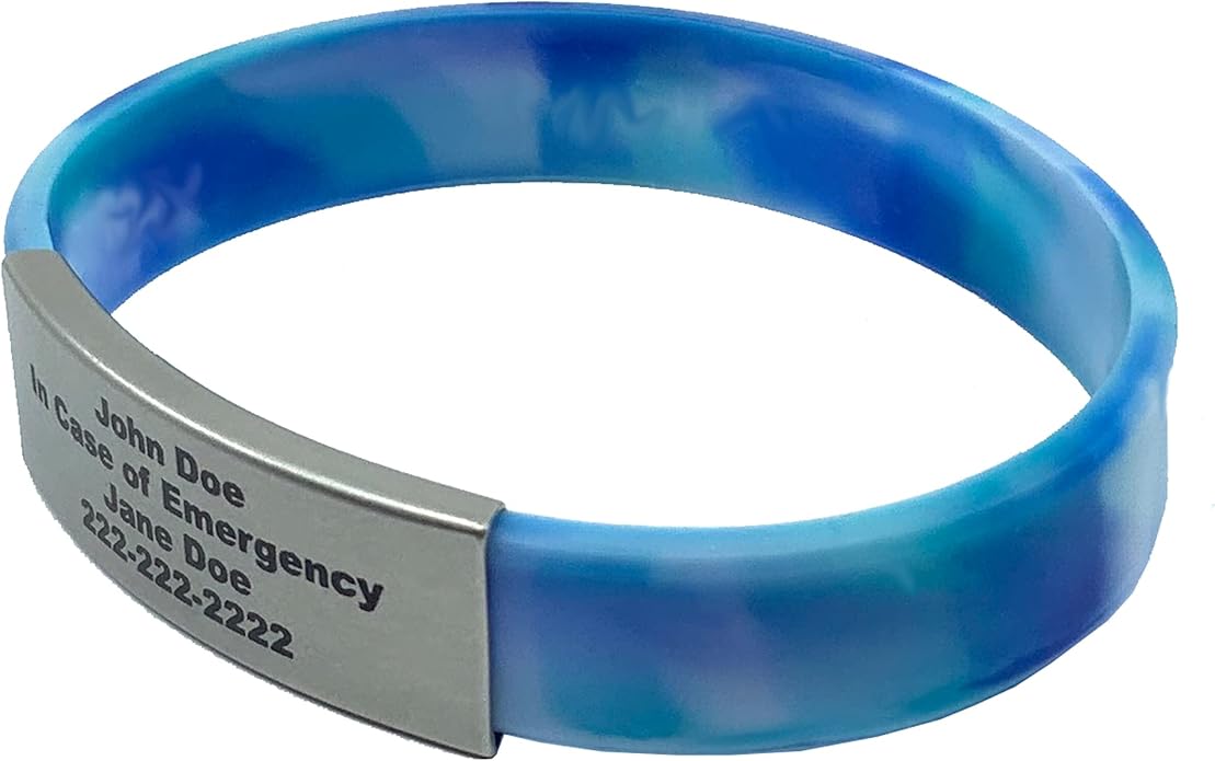 Personalized Medical Alert Bracelet for Men & Women – Custom Engraved Waterproof Silicone Wristband with Stainless Steel ID Plate – Medical ID Bracelet for Allergies, Conditions, ICE Info & Emergency Card