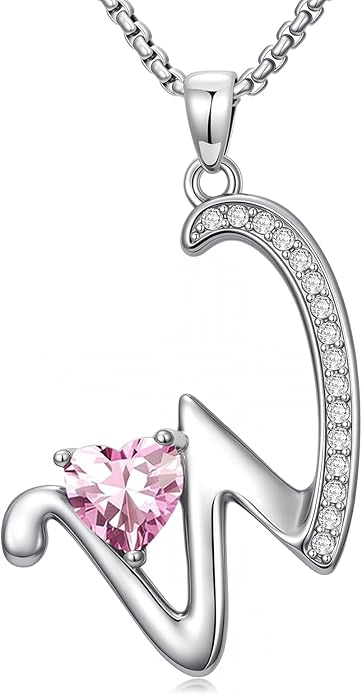 Christmas Gifts for Women Alphabet A to Z Initial Birthstone Pendant Necklaces for Women - 18k White Gold Plated Personalized Name Jewelry Valentine Mothers Day Birthday Gifts for Women Her Girlfriend