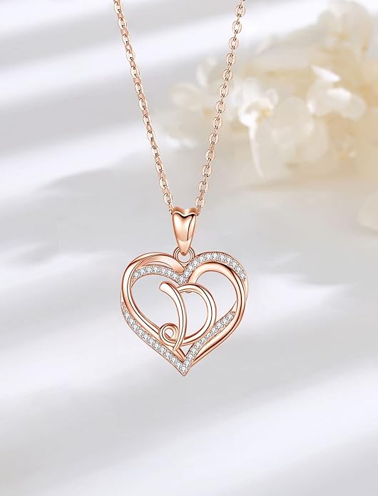 INFUSEU Unique Initial Necklaces for Women Girls Small Heart Letter Jewelry, Meaningful Personalized Gifts