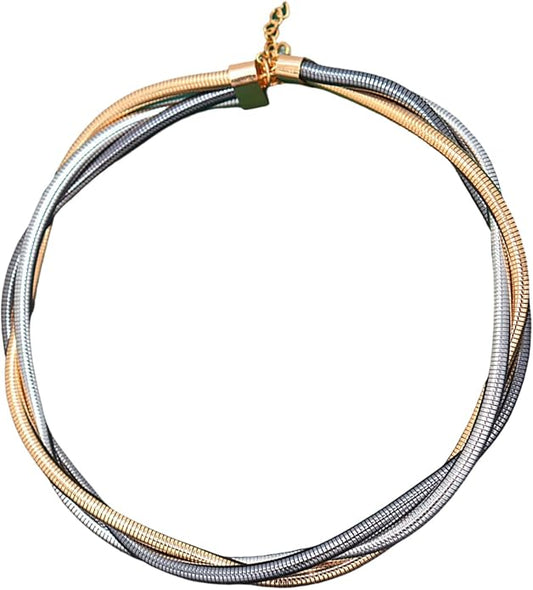 Chunky Gold Statement Choker Neckalce for Women Layered Snakebone Chain Collar Necklace Twist Wrap Stainless Steel Choker Punk Aesthetic Jewelry Gifts