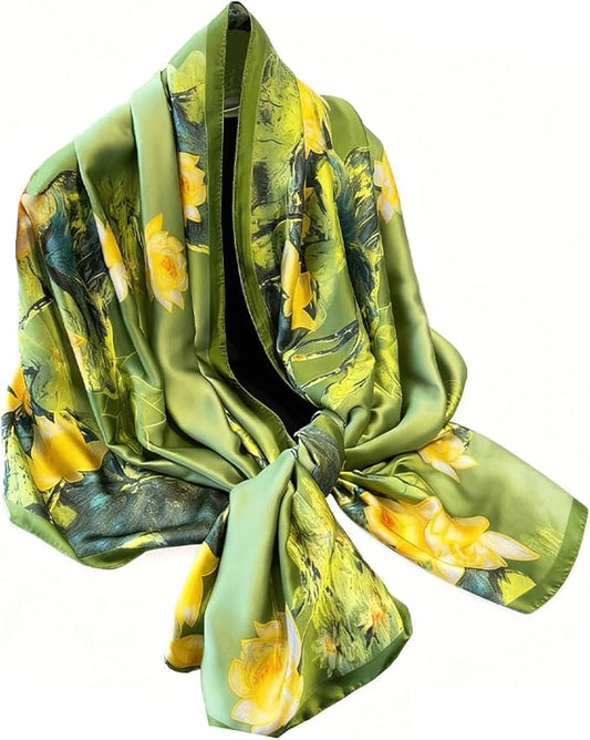 Clysoru Silk Scarf For Women Hair Scarves Lightweight Satin Elegant Shawl Wraps Bufanda Mujer Fashion Accessories 70.8"X35.4"