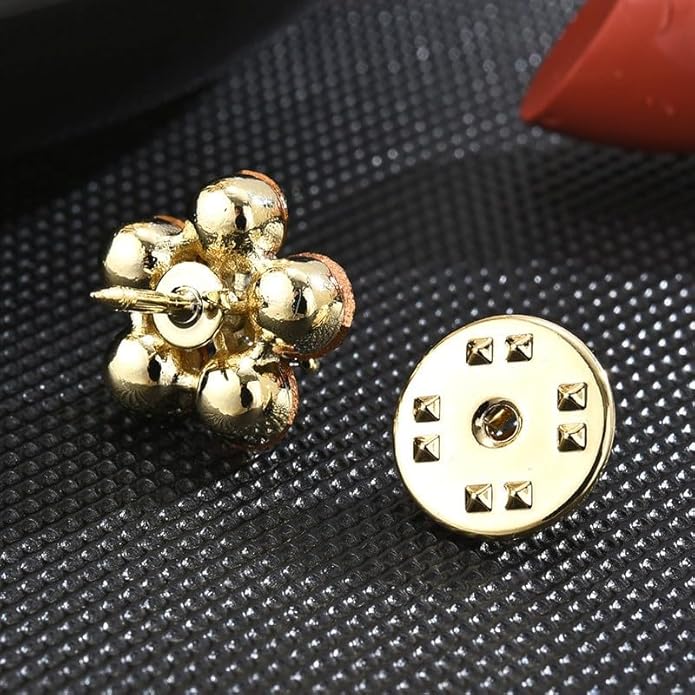 Flower Brooch for Women Girls Flower Rhinestone Brooch Gold Plated Lapel Pin Clothing Accessory Wedding Gift Fashion Jewelry for Mom Wife