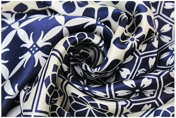 ANDANTINO 100% Mulberry Silk Square Scarf for Hair-25.6" X25.6'' Women Men Natural Silk Neckerchief Digital Printed Headscarf
