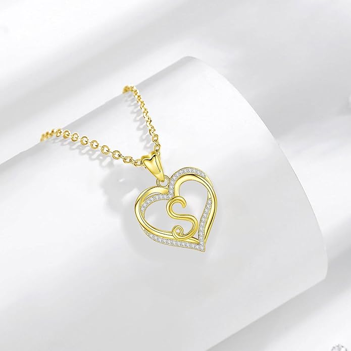INFUSEU Unique Initial Necklaces for Women Girls Small Heart Letter Jewelry, Meaningful Personalized Gifts