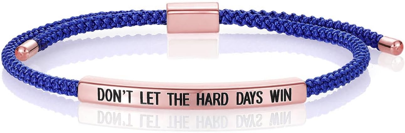 KHKINDPRO Dont Let The Hard Days Win Bracelet for Women Men, Handmade Braided Adjustable Wrap Stainless Steel To My Daughter/Best Friend Inspirational Gifts Ladies Jewelry