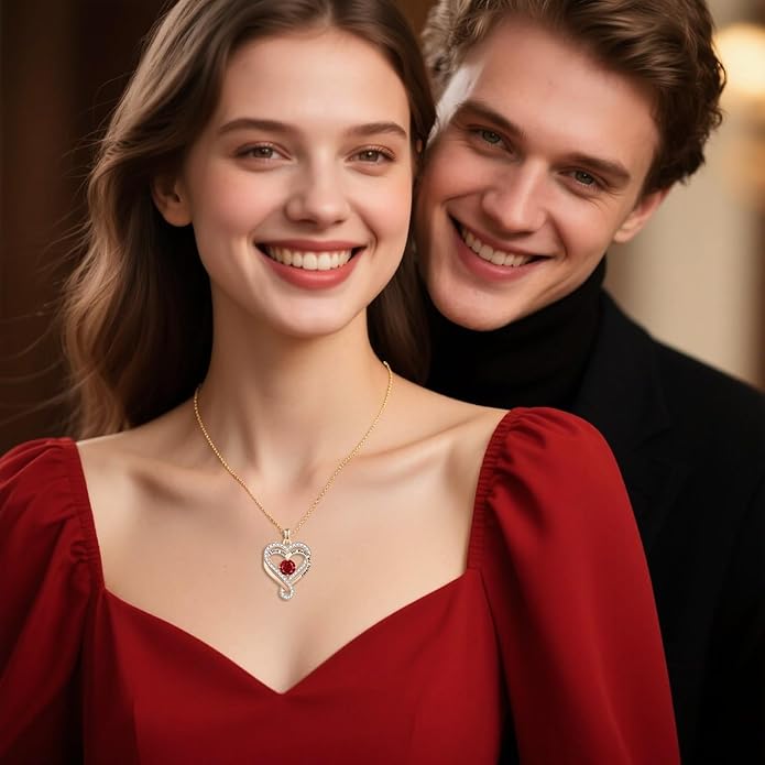 Birthstone Heart Necklaces for Women, Infinity Pendent S925 Sterling Silver Jewelry for Women, Wedding Anniversary, Birthday Mother’s Day Gifts for Mom, Mother, Wife, Girlfriend