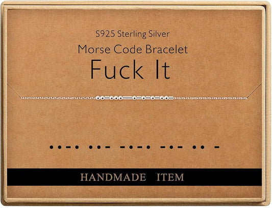 Monily Inspirational Gifts for Women Morse Code Bracelets for Women Funny Bracelet for Friend Funny Gift for Women Sterling Silver Bracelet for Women