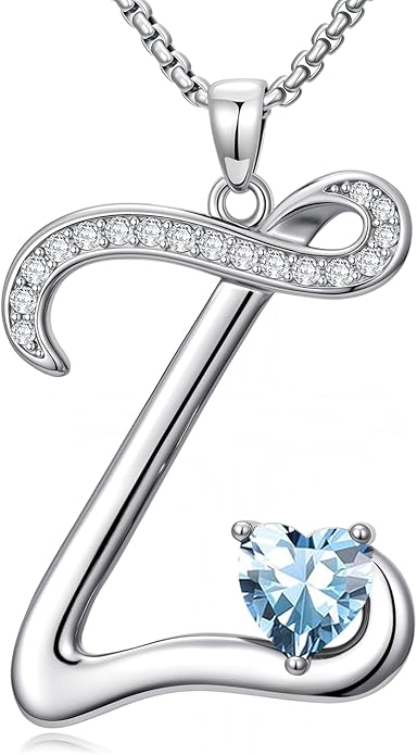 Christmas Gifts for Women Alphabet A to Z Initial Birthstone Pendant Necklaces for Women - 18k White Gold Plated Personalized Name Jewelry Valentine Mothers Day Birthday Gifts for Women Her Girlfriend