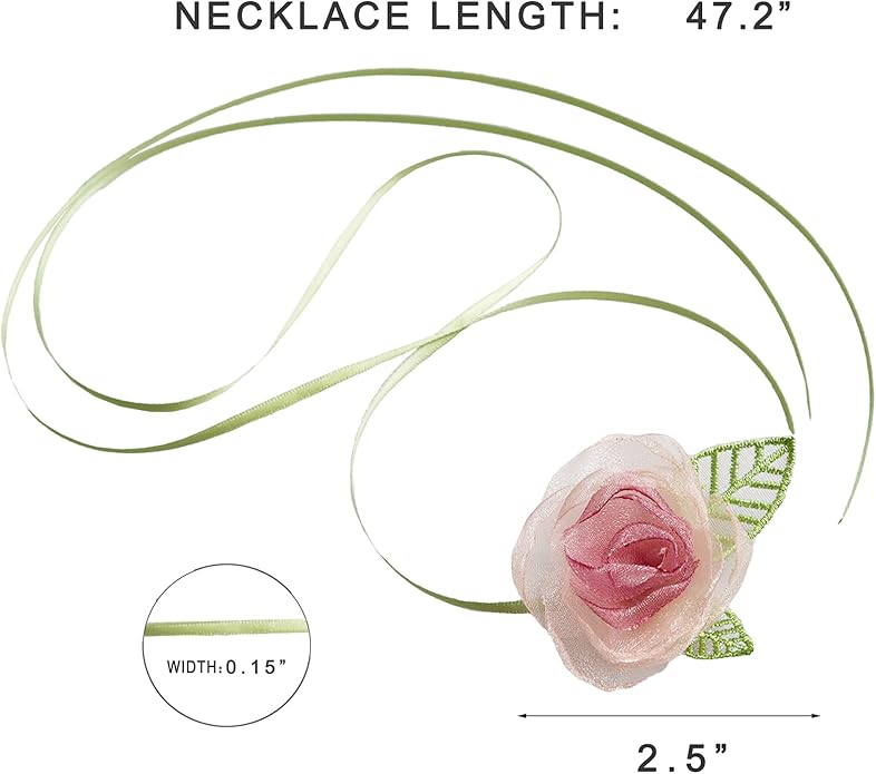 Black Choker Camellia Flower Lace-up Necklace For Women