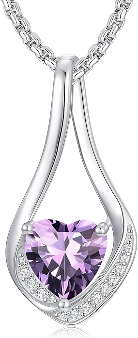 Birthstone Necklaces for Women,18k Yellow/White Gold Plated Forever Love Heart Infinity Pendant Necklace Anniversary Jewelry Christmas Birthday Gifts for Women Her Wife Girlfriend