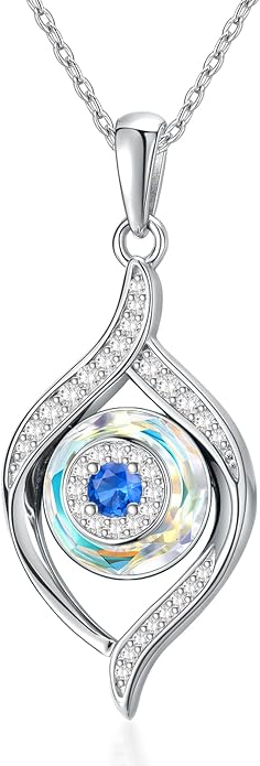 VONALA Evil Eye Necklace Sterling Silver Blue/Purple/White/Multi Eyes Pendant Necklace Luck Amulet Ojo Turco Jewelry Gift for Women Girls Daughter Mother