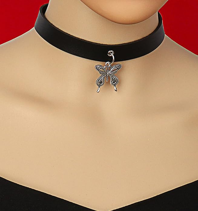 QWALIT Black Choker Necklace - Gothic Leather Choker for Women & Men - Punk Accessories for Festival, Party, Halloween, Cosplay